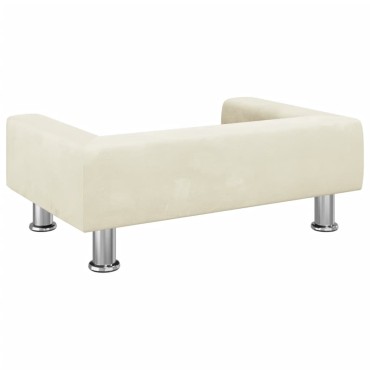 vidaXL Καναπές Παιδικός Κρεμ 70x45x26,5cm από Βελούδο 1 τεμ.