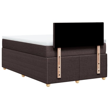 vidaXL Κρεβάτι Boxspring με Στρώμα Σκούρο Καφέ 120x200 εκ. Υφασμάτινο