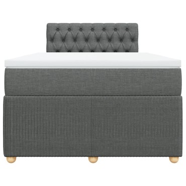 vidaXL Κρεβάτι Boxspring με Στρώμα Σκούρο Γκρι 120x200 εκ. Υφασμάτινο