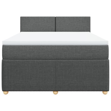 vidaXL Κρεβάτι Boxspring με Στρώμα Σκούρο Γκρι 140x190 εκ. Υφασμάτινο