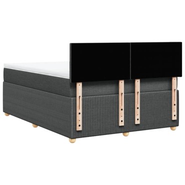 vidaXL Κρεβάτι Boxspring με Στρώμα Σκούρο Γκρι 140x190 εκ. Υφασμάτινο