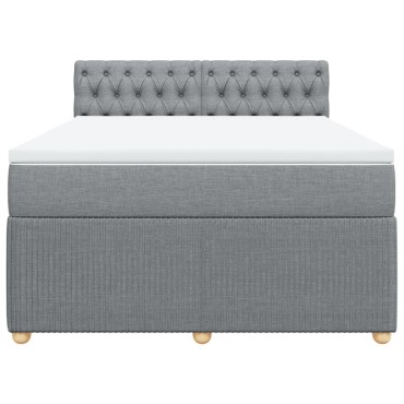 vidaXL Κρεβάτι Boxspring με Στρώμα Ανοιχτό Γκρι 140x190 εκ. Υφασμάτινο