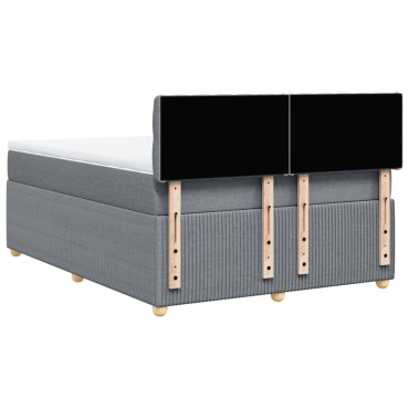 vidaXL Κρεβάτι Boxspring με Στρώμα Ανοιχτό Γκρι 140x190 εκ. Υφασμάτινο