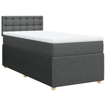 vidaXL Κρεβάτι Boxspring με Στρώμα Σκούρο Γκρι 90x200 εκ. Υφασμάτινο