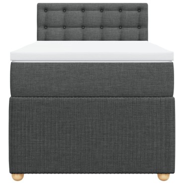 vidaXL Κρεβάτι Boxspring με Στρώμα Σκούρο Γκρι 90x200 εκ. Υφασμάτινο