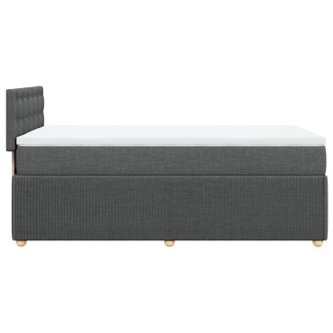 vidaXL Κρεβάτι Boxspring με Στρώμα Σκούρο Γκρι 90x200 εκ. Υφασμάτινο