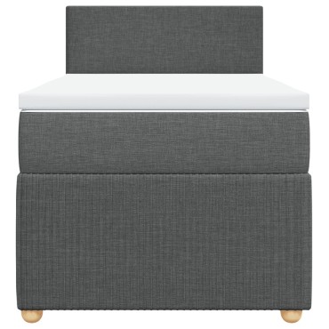 vidaXL Κρεβάτι Boxspring με Στρώμα Σκούρο Γκρι 100x200 εκ. Υφασμάτινο