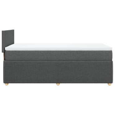 vidaXL Κρεβάτι Boxspring με Στρώμα Σκούρο Γκρι 100x200 εκ. Υφασμάτινο