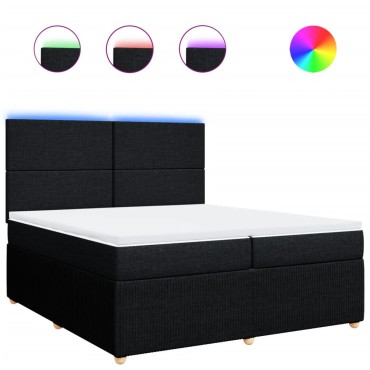 vidaXL Κρεβάτι Boxspring με Στρώμα Μαύρο 200x200 εκ. Υφασμάτινο