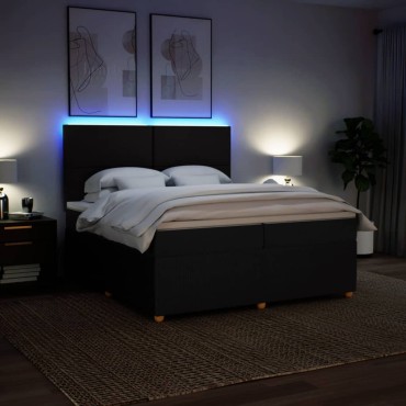 vidaXL Κρεβάτι Boxspring με Στρώμα Μαύρο 200x200 εκ. Υφασμάτινο