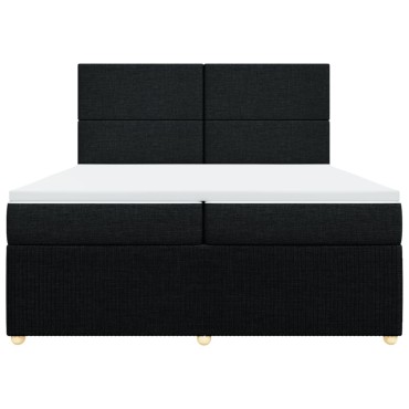 vidaXL Κρεβάτι Boxspring με Στρώμα Μαύρο 200x200 εκ. Υφασμάτινο