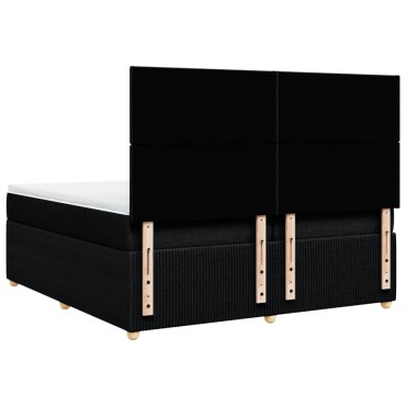 vidaXL Κρεβάτι Boxspring με Στρώμα Μαύρο 200x200 εκ. Υφασμάτινο