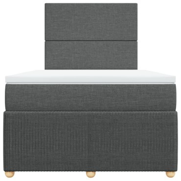 vidaXL Κρεβάτι Boxspring με Στρώμα Σκούρο Γκρι 120x200 εκ. Υφασμάτινο