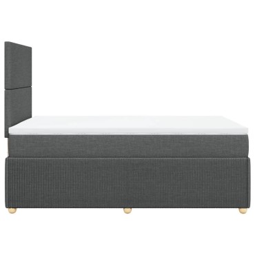 vidaXL Κρεβάτι Boxspring με Στρώμα Σκούρο Γκρι 120x200 εκ. Υφασμάτινο