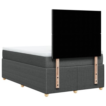 vidaXL Κρεβάτι Boxspring με Στρώμα Σκούρο Γκρι 120x200 εκ. Υφασμάτινο