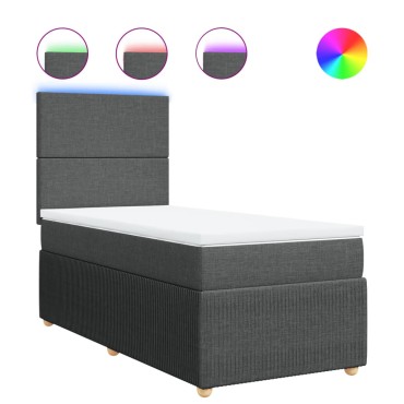 vidaXL Κρεβάτι Boxspring με Στρώμα Σκούρο Γκρι 90x200 εκ. Υφασμάτινο