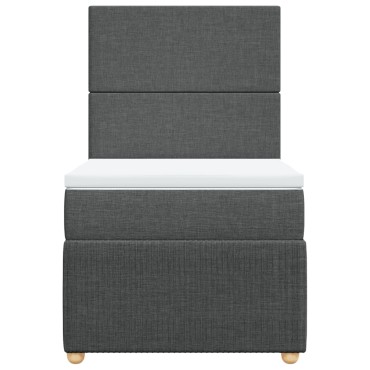 vidaXL Κρεβάτι Boxspring με Στρώμα Σκούρο Γκρι 90x200 εκ. Υφασμάτινο