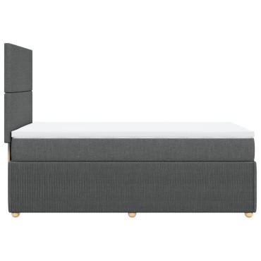 vidaXL Κρεβάτι Boxspring με Στρώμα Σκούρο Γκρι 90x200 εκ. Υφασμάτινο