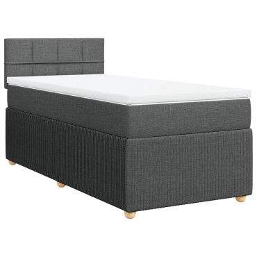 vidaXL Κρεβάτι Boxspring με Στρώμα Σκούρο Γκρι 90x200 εκ. Υφασμάτινο