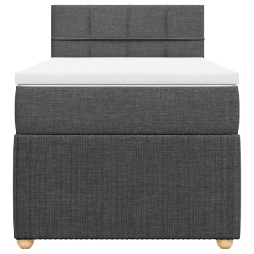 vidaXL Κρεβάτι Boxspring με Στρώμα Σκούρο Γκρι 90x200 εκ. Υφασμάτινο