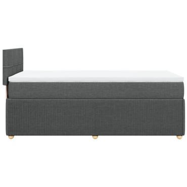 vidaXL Κρεβάτι Boxspring με Στρώμα Σκούρο Γκρι 90x200 εκ. Υφασμάτινο
