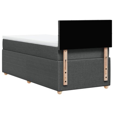 vidaXL Κρεβάτι Boxspring με Στρώμα Σκούρο Γκρι 90x200 εκ. Υφασμάτινο