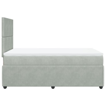 vidaXL Κρεβάτι Boxspring με Στρώμα Ανοιχτό Γκρι 120x200 εκ. Βελούδινο