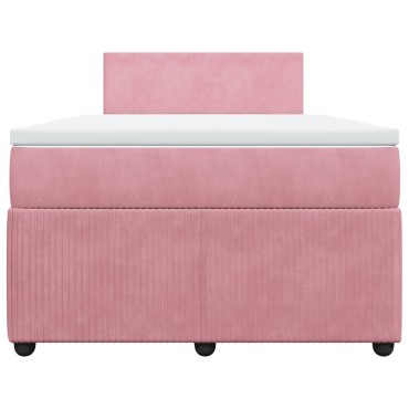 vidaXL Κρεβάτι Boxspring με Στρώμα Ροζ 120x200cm Βελούδινο 1 τεμ. - Μονό