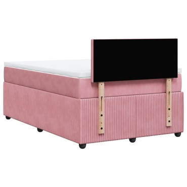 vidaXL Κρεβάτι Boxspring με Στρώμα Ροζ 120x200cm Βελούδινο 1 τεμ. - Μονό