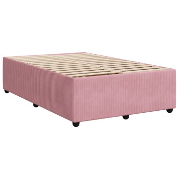 vidaXL Κρεβάτι Boxspring με Στρώμα Ροζ 120x200cm Βελούδινο 1 τεμ. - Μονό