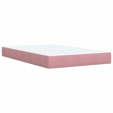 vidaXL Κρεβάτι Boxspring με Στρώμα Ροζ 120x200cm Βελούδινο 1 τεμ. - Μονό