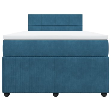 vidaXL Κρεβάτι Boxspring με Στρώμα Μπλε 120x200cm Βελούδινο 1 τεμ. - Μονό
