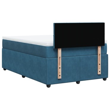vidaXL Κρεβάτι Boxspring με Στρώμα Μπλε 120x200cm Βελούδινο 1 τεμ. - Μονό
