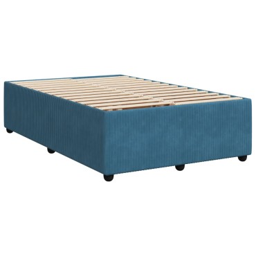 vidaXL Κρεβάτι Boxspring με Στρώμα Μπλε 120x200cm Βελούδινο 1 τεμ. - Μονό