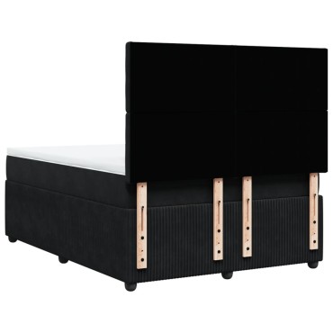 vidaXL Κρεβάτι Boxspring με Στρώμα Μαύρο 140x190cm Βελούδινο 1 τεμ. - Διπλό