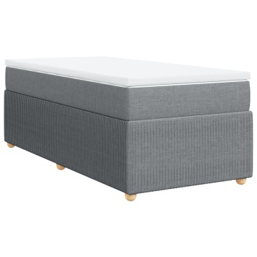 vidaXL Κρεβάτι Boxspring με Στρώμα Ανοιχτό Γκρι 80x200cm Υφασμάτινο 1 τεμ. - Μονό