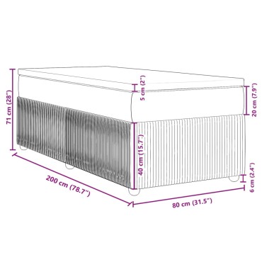 vidaXL Κρεβάτι Boxspring με Στρώμα Ανοιχτό Γκρι 80x200cm Υφασμάτινο 1 τεμ. - Μονό