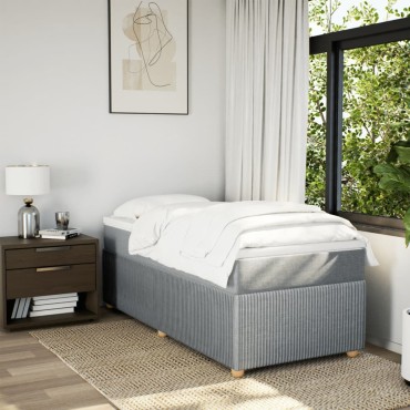 vidaXL Κρεβάτι Boxspring με Στρώμα Ανοιχτό Γκρι 80x200cm Υφασμάτινο 1 τεμ. - Μονό