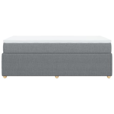vidaXL Κρεβάτι Boxspring με Στρώμα Ανοιχτό Γκρι 80x200cm Υφασμάτινο 1 τεμ. - Μονό