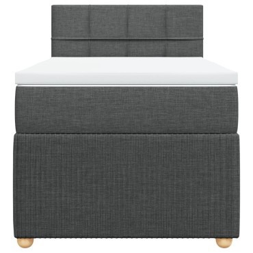 vidaXL Κρεβάτι Boxspring με Στρώμα Σκούρο Γκρι 90x200 εκ. Υφασμάτινο