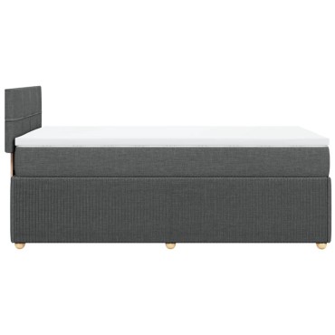 vidaXL Κρεβάτι Boxspring με Στρώμα Σκούρο Γκρι 90x200 εκ. Υφασμάτινο