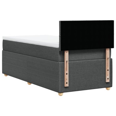 vidaXL Κρεβάτι Boxspring με Στρώμα Σκούρο Γκρι 90x200 εκ. Υφασμάτινο