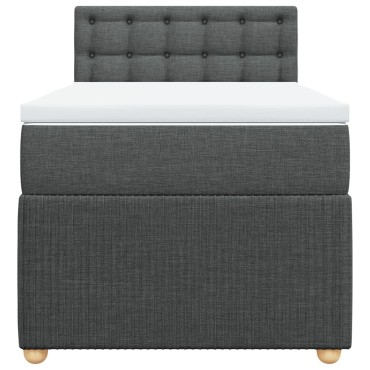 vidaXL Κρεβάτι Boxspring με Στρώμα Σκούρο Γκρι 90x200 εκ. Υφασμάτινο
