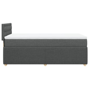 vidaXL Κρεβάτι Boxspring με Στρώμα Σκούρο Γκρι 90x200 εκ. Υφασμάτινο