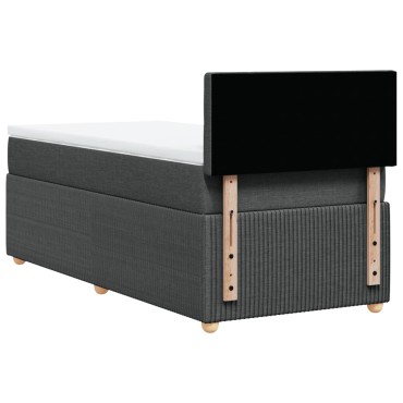 vidaXL Κρεβάτι Boxspring με Στρώμα Σκούρο Γκρι 90x200 εκ. Υφασμάτινο