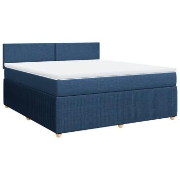 vidaXL Κρεβάτι Boxspring με Στρώμα Μπλε 180x200 εκ. Υφασμάτινο