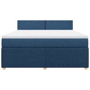 vidaXL Κρεβάτι Boxspring με Στρώμα Μπλε 180x200 εκ. Υφασμάτινο