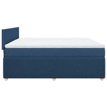 vidaXL Κρεβάτι Boxspring με Στρώμα Μπλε 180x200 εκ. Υφασμάτινο