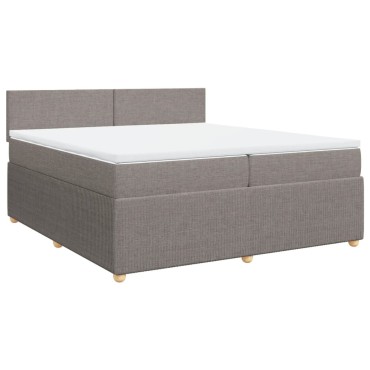 vidaXL Κρεβάτι Boxspring με Στρώμα Taupe 200x200 εκ. Υφασμάτινο