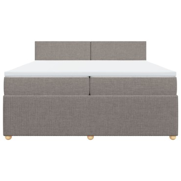 vidaXL Κρεβάτι Boxspring με Στρώμα Taupe 200x200 εκ. Υφασμάτινο